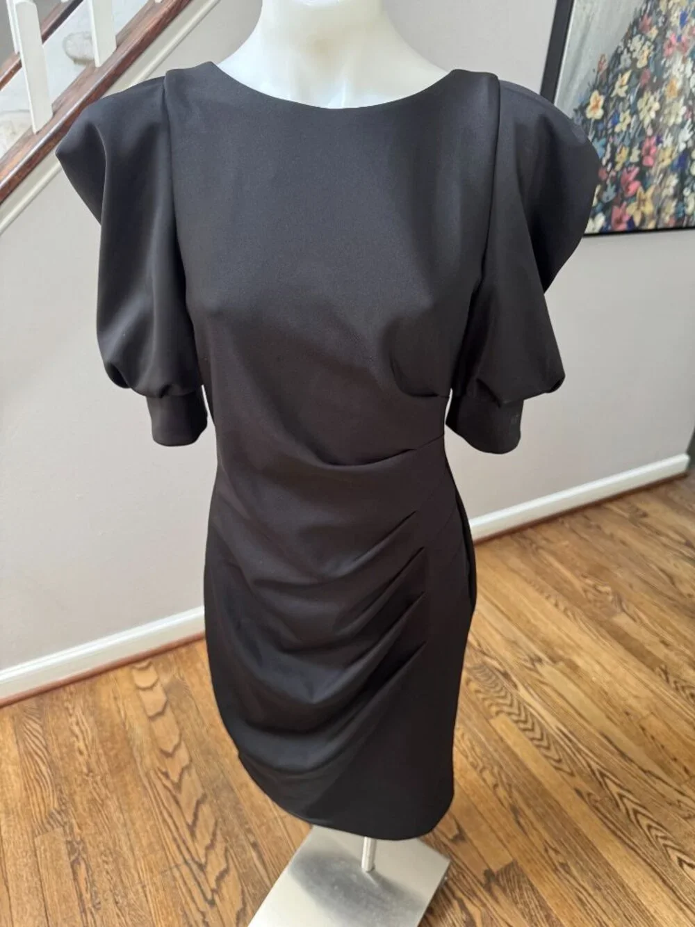 Black Halo Eve Zella Scoopback Sheath Cocktail Dress Black Size 10